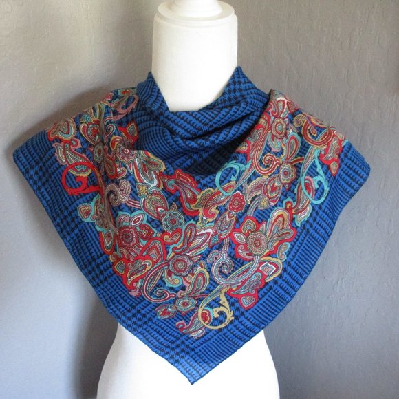 Carrè Houndstooth Fil-à-Fil Scarf  - Blue